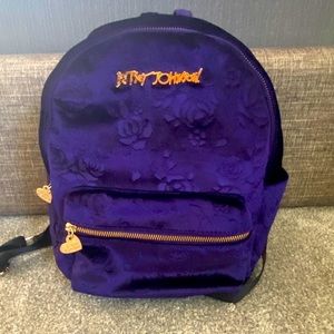 Betsy Johnson purple velvet rose backpack purse